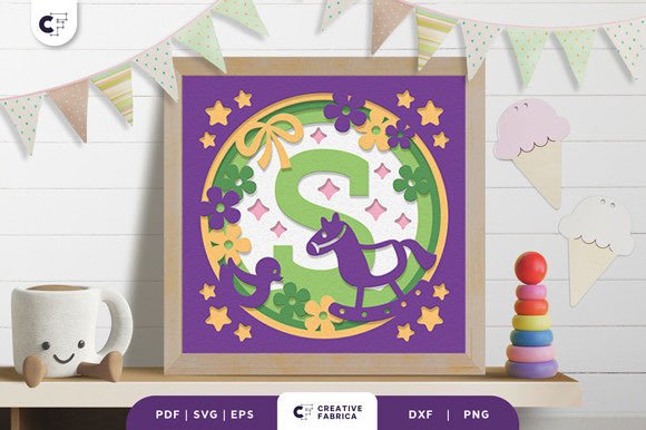 Baby Alphabet S Monogram 3D Papercut SVG Guide