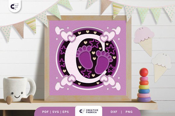 Celebrating New Life with the Letters C Baby Girl Alphabet 3D Papercut