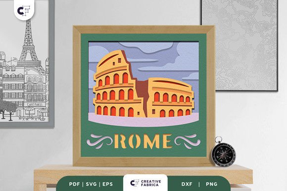 Colosseum Italy 3D Shadow Box Paper Cut