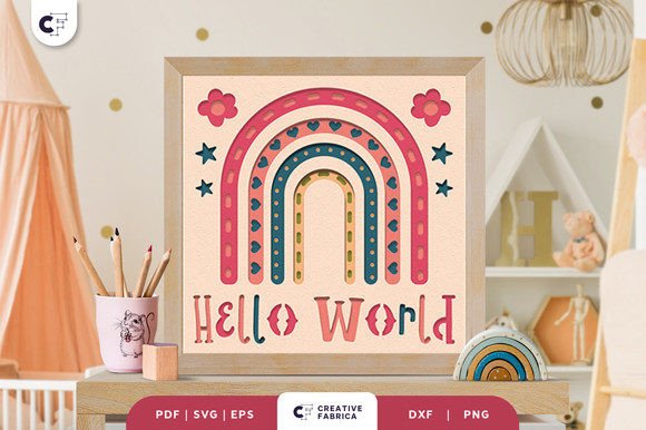 Crafting Warmth: Integrating the Hello World Boho Rainbow 3D Paper Cut into Your Creative Workflow