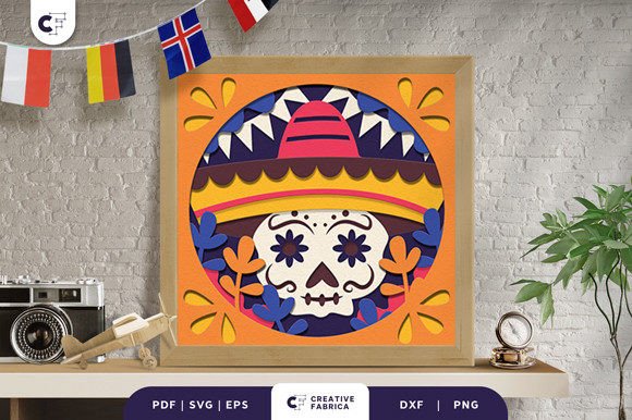 Creating a Sugar Skull 3D Light Box Paper Cut for Dia De Los Muertos