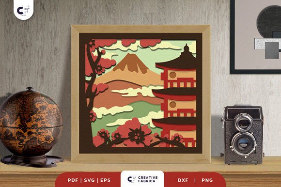 Creating Serenity: Your Guide to the Mount Fuji Landscape with Pagoda 3D SVG Shadow Box