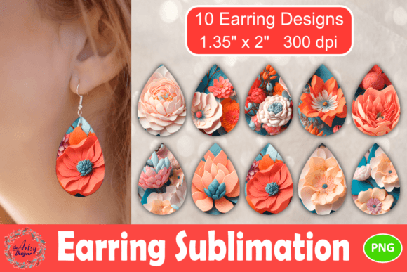 Elevate Your Craft Business with 3D Floral Flower Teardrop Earring Design Bundles