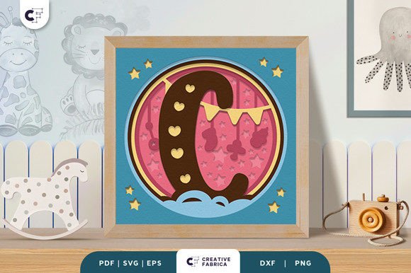 Elevate Your Nursery Decor with the Baby Alphabet C Monogram 3D Papercut SVG