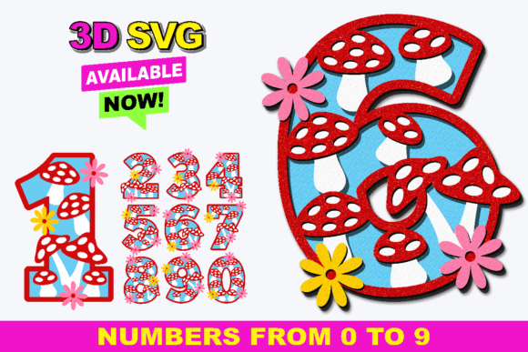 Elevating Digital Craftsmanship with Mushrooms Numbers 3D SVG Designs
