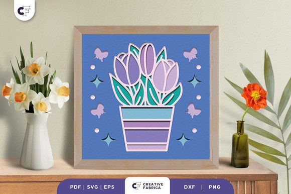 Elevating Digital Design into Tangible Art: The Rise of the Potted Tulip 3D Shadow Box