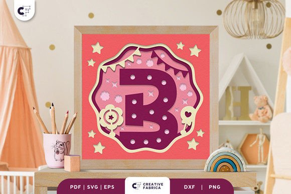 Elevating Nursery Design Strategy with the Baby Alphabet B Monogram 3D Papercut SVG