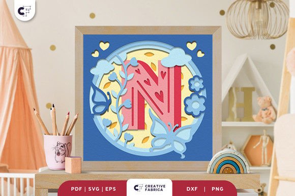 Elevating Personal Branding and Nursery Design with the Baby Alphabet N Monogram 3D Papercut SVG