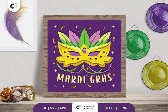 Fat Tuesday Mardi Gras 3D Shadow Box SVG Guide