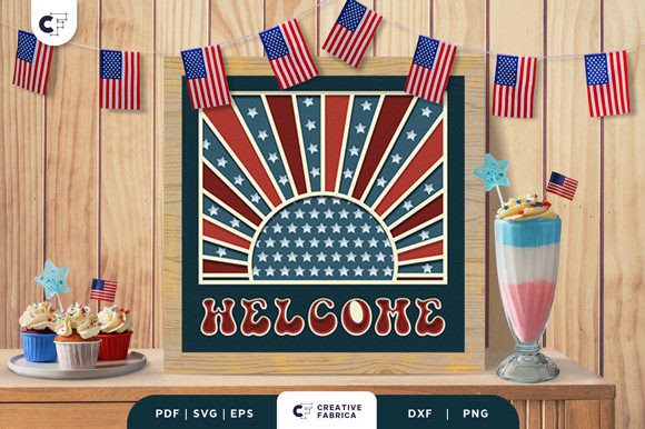 USA Welcome Sign 3D Paper Cutting SVG Guide